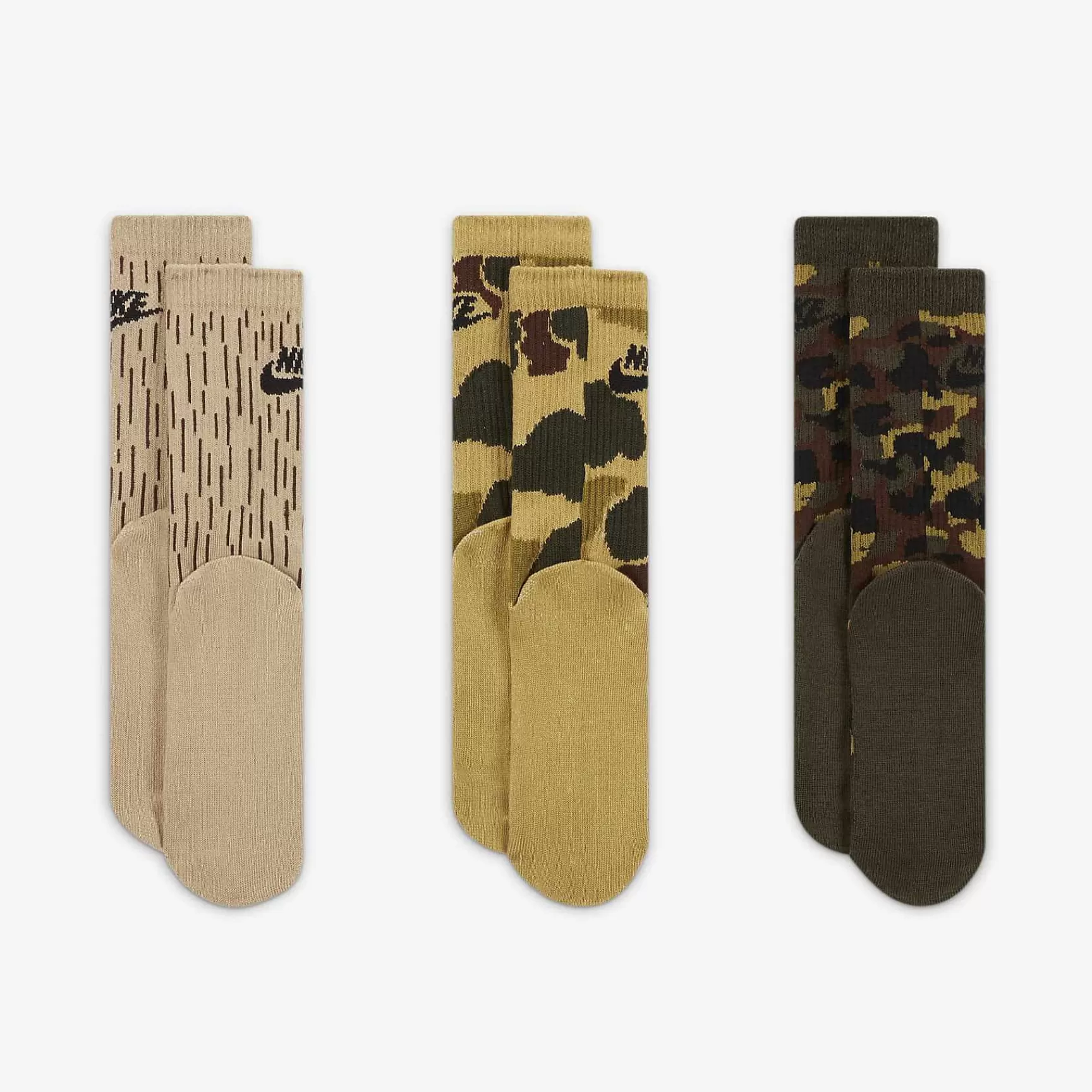 Socks-Nike Socks Camo Dri-Fit Crew Socks (3 Pairs)